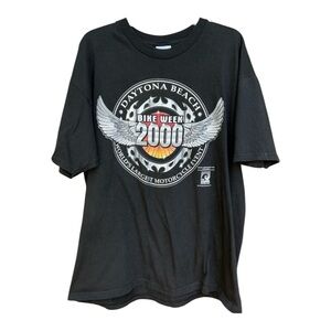 Hanes Vintage Men’s Black Daytona Beach Bike Week 2000 Graphic Tee SZ XL